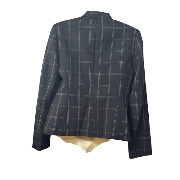 Kasper Windowpane-Plaid One-Button Blazer, Black/Vanilla, 4 - Picture 13 of 14